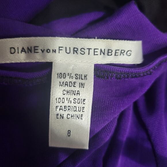 Diane Von Furstenberg Victorio Dress Purple Color Block DVF Silk Jersey Sheath 8 - Picture 7 of 13